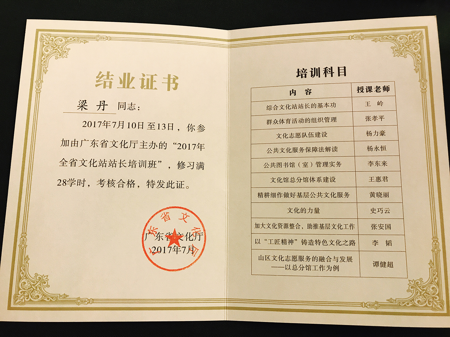 结业证书